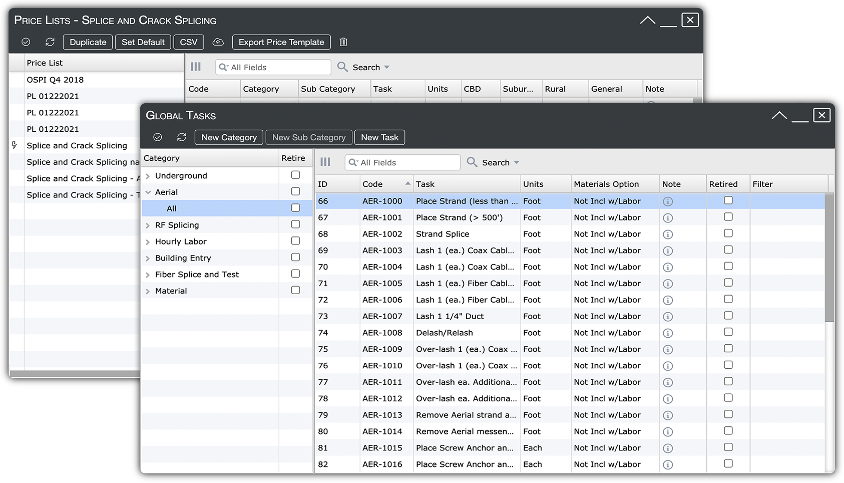 OSPi_OSPInsight Add-Ons_Bill of Materials_Price Lists and Global Tasks